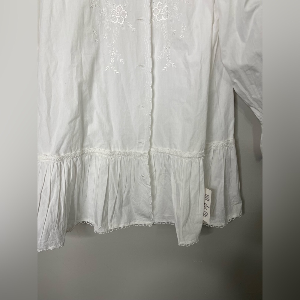 Miss Selfridge NWT Women's Natural Embroidered Poplin Shirt Dress 4 Cottagecore - Picture 7 of 14